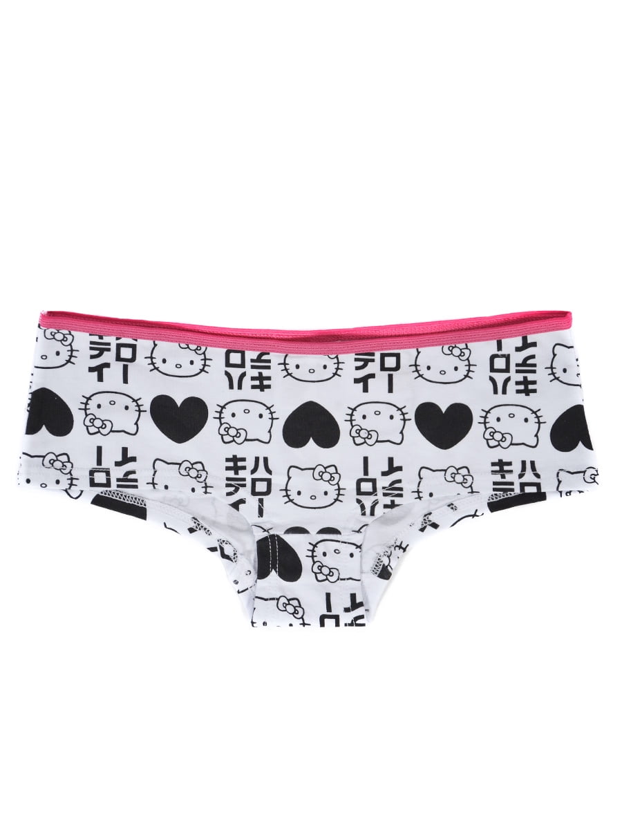Hello Kitty Juniors Cotton Print Hipster Underwear Panties Black White