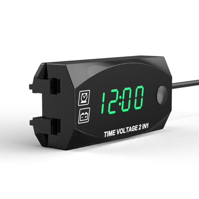 sweethay Voltímetro para motocicleta, pantalla LED, medidor de voltaje para motocicleta, medidor de voltaje electrónico portátil, Detector para Accesorios para motos Luz verde sweethay VI015625-03