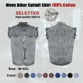 thumbnail image 3 of Dream Apparel Men's Biker Cuttoff Vest Denim/Cotton Shirt with Vintage and Frayed Sleeveless Look 2 Front Pockets, 3 of 7