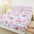 thumbnail image 3 of jejeloiu Cute Cartoon Butterflies Twin Sheet Sets,Country Floral Twin Fitted Sheet,Purple Pink Green Flat Sheet For Girls Teens,Super Cozy Room Decor,3-Piece, 3 of 7