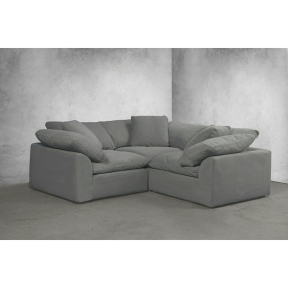 Modular Sectional Sofa L Shape, Deep Seating Couch, Washable Fabric, Gray Corner Sofa