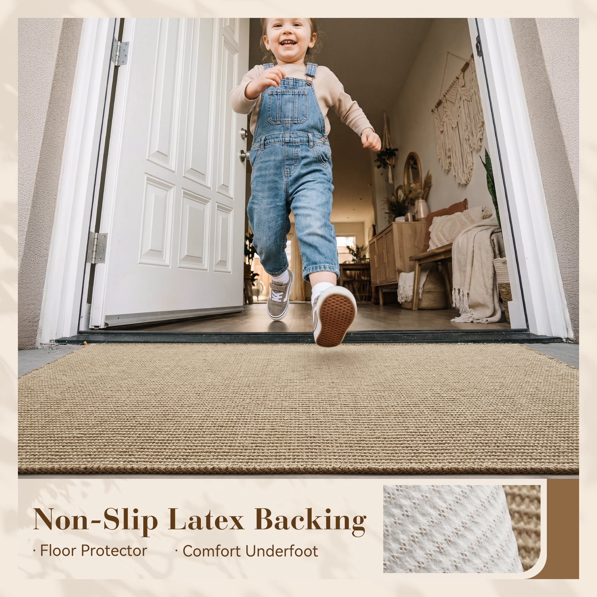 VUNATE Jute Door Mat Non Slip Front Door Mat 35"x59" Boho Welcome Mat Farmhouse Doormat for Entryway Kitchen Laundry Indoor Floor Mat Natural Jute