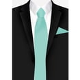 thumbnail image 4 of Jacob Alexander Men's Solid Color Pocket Square Handkerchief Hanky - Aqua, 4 of 6