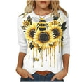 thumbnail image 2 of JTZGDY Bee Shirts for Women Funny Printed Plus Size Summer 3/4 Sleeve Round Neck Graphic T-Shirts Loose Oversized Casual Tunic Blouse Holiday Outfit Gift Clothes Yellow#02 S, 2 of 6