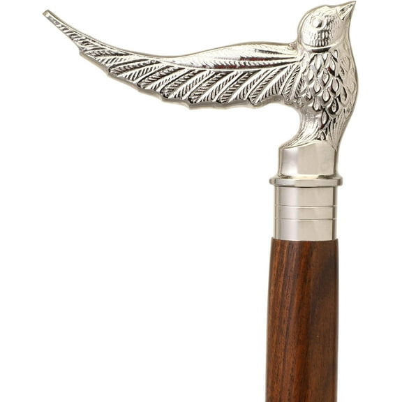 Vinatge Wooden Walking Cane Wooden Walking Stick for Seniors Silver Brass Handle Rosewood Brown Shaft Cane Walking Cane for Men and Women