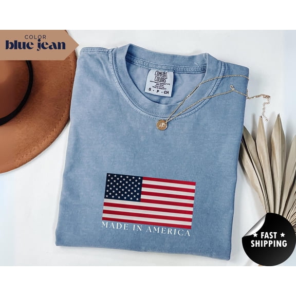 Made in USA Tee Minimalist American Flag Shirt