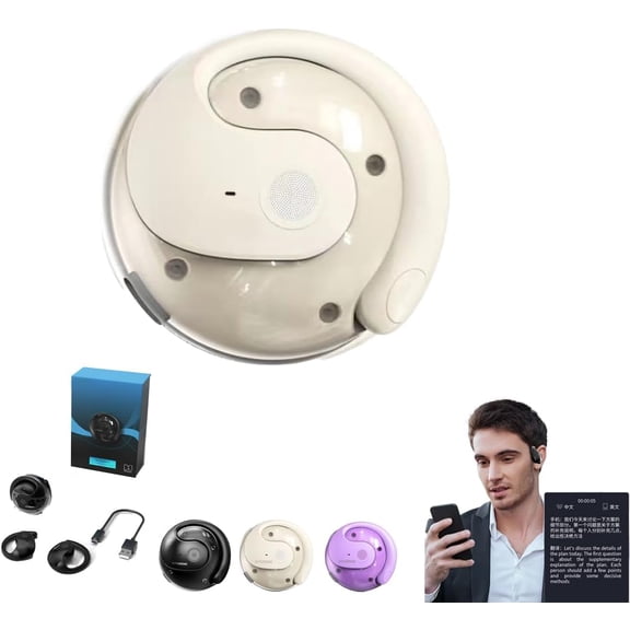 T26 Pro Wireless Bluetooth AI Translation Earbuds, Language Translator Device with Real-Time 114 Languages, for Travelers & Business (White) (K)