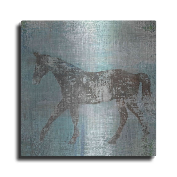 Luxe Metal Art 'Cheval I Flipped Brown' by Studio Mousseau, Metal Wall Art, 12"x12"