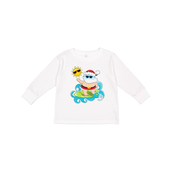 Inktastic Surfing Santa Boys or Girls Long Sleeve Toddler T-Shirt