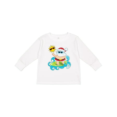 

Inktastic Surfing Santa Boys or Girls Long Sleeve Toddler T-Shirt