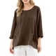 thumbnail image 1 of Blusas de Manga Larga de las Mujeres Verano Cuello Redondo Color Sólido Lino-Estilo Cardigan, Poliéster Suave Casual Abierto Frente Superior, 1 of 8