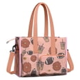 thumbnail image 2 of Teacher Tote Bag,Pink Football and Drinks Pattern Teacher Utility Tote Bag,Large Work Tote Bags for Women with Multiple Pockets,Top Zipper Closure,13.8x10.6x6.7 Inch, 2 of 5