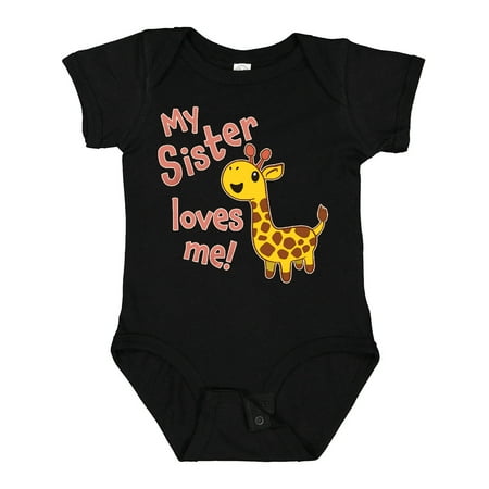 

Inktastic My Sister Loves Me- Cute Giraffe Gift Baby Boy or Baby Girl Bodysuit