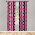 thumbnail image 3 of Ambesonne Pink Grey Curtains, Diamonds and Lozenges, Pair of 28"x95", Pale Pink Black Grey, 3 of 5
