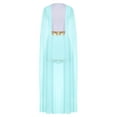 thumbnail image 4 of iiniim Women's Greek Toga Costume Ancient Roman Senator Caesar Costume V Neck Cape Sleeve Front Split Dress Light Blue 3XL, 4 of 7