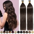 thumbnail image 3 of Benehair 100% Real Remy Human Hair Extensions Pre Bonded I Tip Hair Stict Tip Keratin 200s Micro Ring Brown Full Head, 3 of 11
