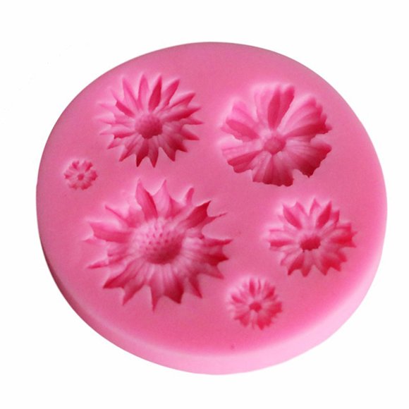 FACEMILE Pink Sunflower Silicone Mold for DIY Cake Decorating, Heat-Resistant & Non-Toxic, Oven & Microwave Safe, 73x73x8mm