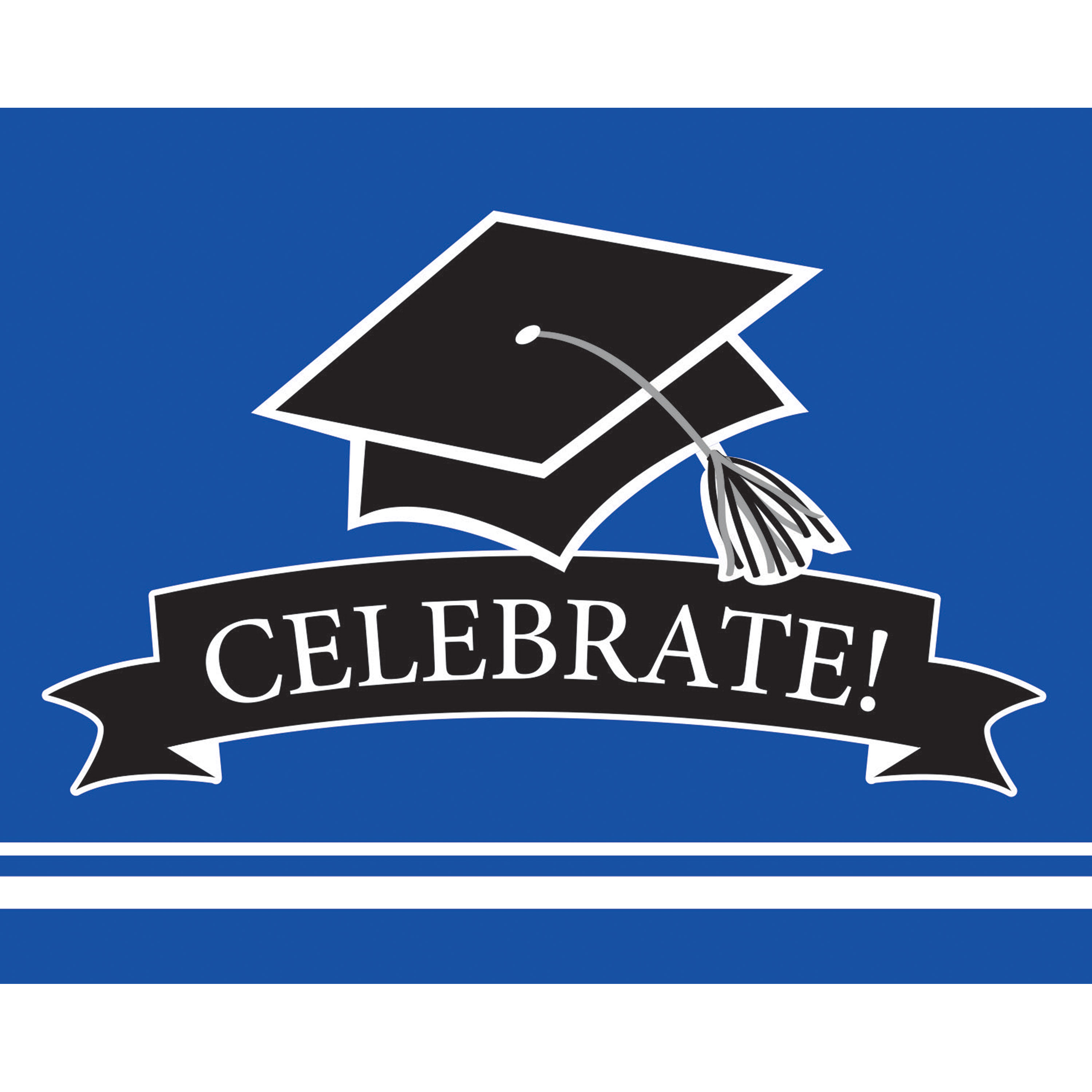 Graduation School Spirit Blue Invitations, 50 Count