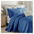 thumbnail image 2 of 3-Piece 100% Cotton Oversized Bedspread Lightweight Quilt Coverlet Embroidery Farmhouse Bedding Set (Tk Midtone Blue, Queen (100"x106")), 2 of 8