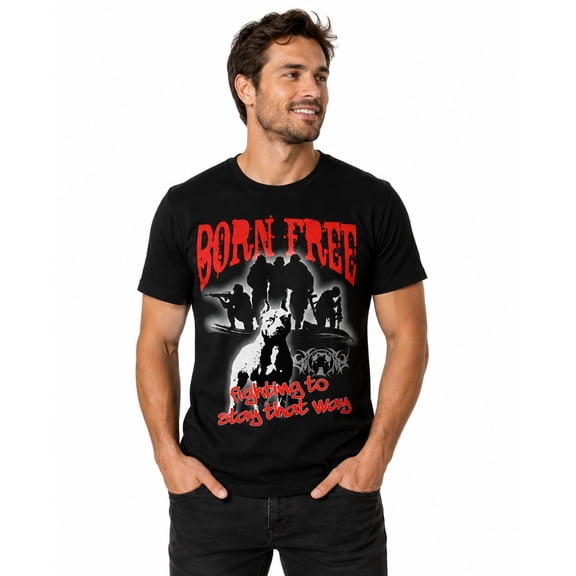 Pit Bull Gear Born Free Men's Pit Bull and Soldier T-Shirt (Small)