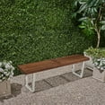 thumbnail image 3 of GDF Studio Joa Outdoor Acacia Wood Dining Bench, Dark Brown and White, 3 of 6
