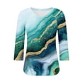 thumbnail image 4 of Ounisa T-Shirts à Manches 3/4 pour Femmes Col en V Manches Raglan Chandail Imprimé Décontracté Tendance Printemps Été Mode Hauts P-2TG, 4 of 6