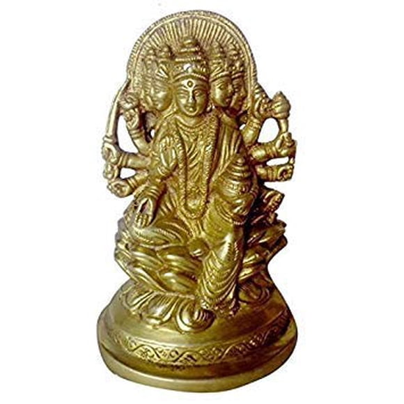 Ashtadhatu en Laiton Fait Gayatri Mata Idol, Déesse Gayatri Maa Murti, Taille - 5 cm, Doré, Occasion - Décoratif, Déco Maison, Fait à la Main, Statue de Culte, Fabriqué en Inde, Statue Religieuse - 1 Pce