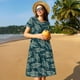 thumbnail image 4 of Easygdp Fish Style para Vestido Transpirable de Mujer, Vestido Suelto de Manga Corta con Pliegues y Bolsillos para el Verano, 4 of 6