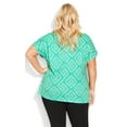 thumbnail image 2 of Avenue Women's Plus Size Anya Tie Front Top Short Sleeve V-Neckline - Cotton, Female, 2 of 3