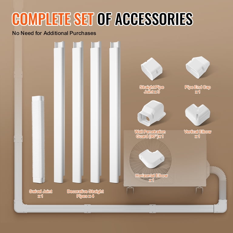 Line Set Cover 15.8 Ft White PVC Kit For Mini Split & Central AC Units ...