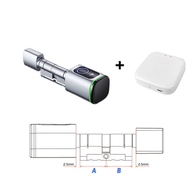 Door Lock, Tuya Smart Lock Cylinder Fingerprint Card Key App Remote Control Lock Core Home Old Door Replacement ,Easy to Install