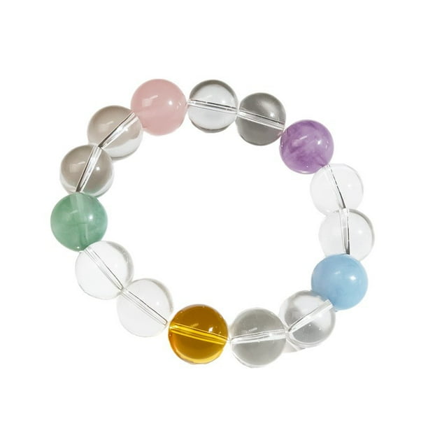 Pulsera multicolor con cuentas de cristal de 12 mm para mujer