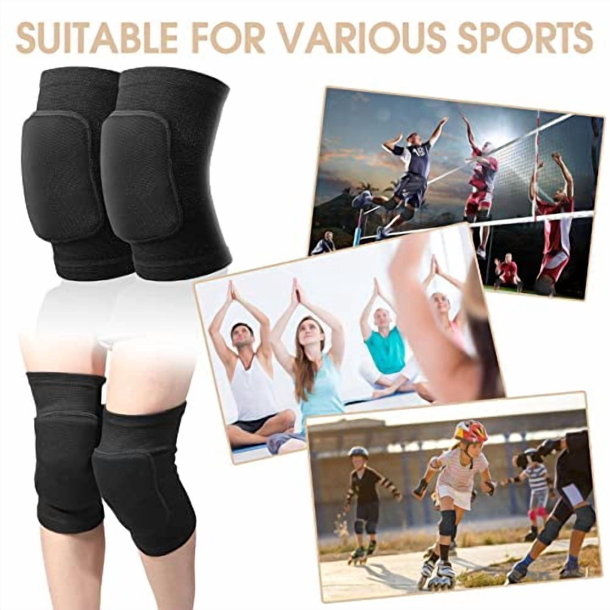 GOLRISEN 12 Pairs Volleyball Knee Pads for Dancers Soft Breathable Knee Braces for Men Women Football Soccer Yoga Skating Wrestling Running Cycling(Medium,Black)