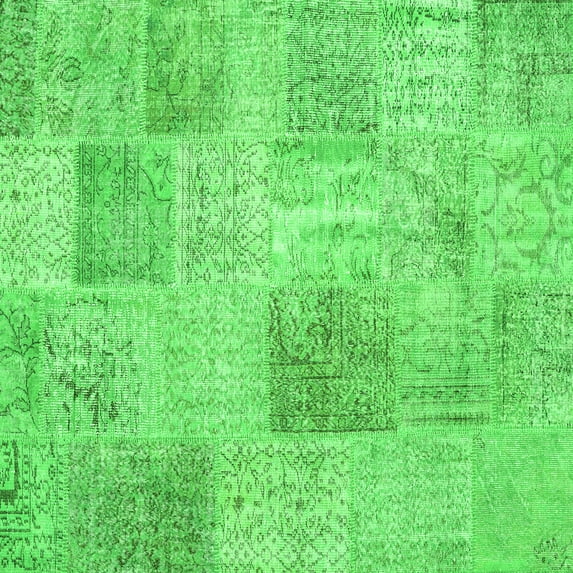 Ahgly Company Indoor Square Patchwork Green Transitional Area Rugs, 5' Square