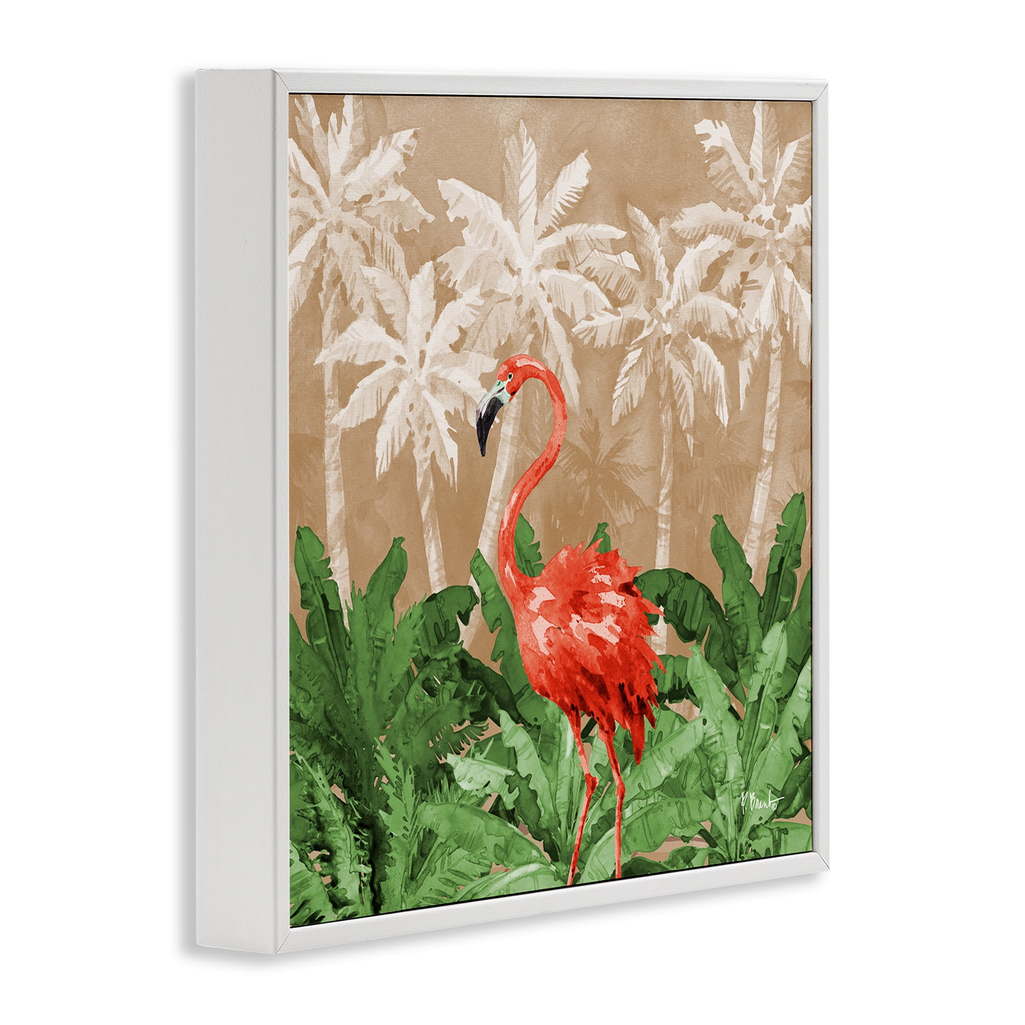 Stupell Industries Flamingo Jungle Scenery Animals & Insects Painting White Framed Art Print Wall Art, 24 x 24