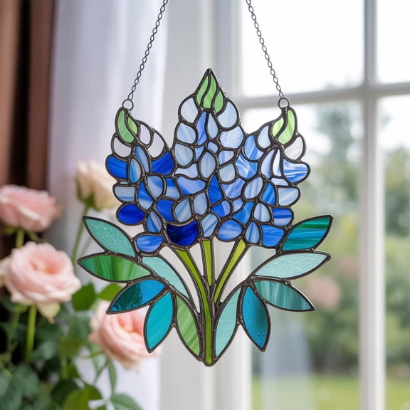 Bluebonnet Acrylic Suncatcher Texas Wildflower Window Hanging, Blue Floral Window Decor, Spring Garden Gift