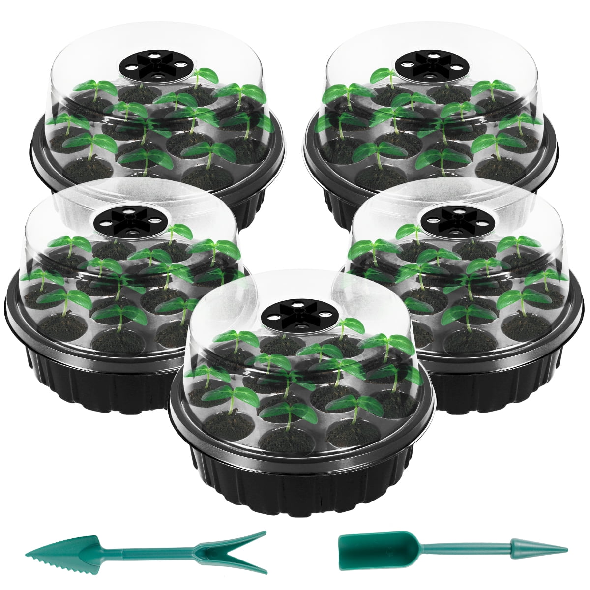 RELAX Seed Trays, 5 Pack 13 Cells Seed Starter Kit with Dome, Thicken