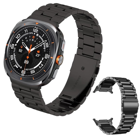 HOMEYA Stainless Steel Band for Galaxy Watch 7 Ultra 47mm(2024),Classic Business Elegant Leisure Adjustable Metal Band Strap for Men&Women,Black