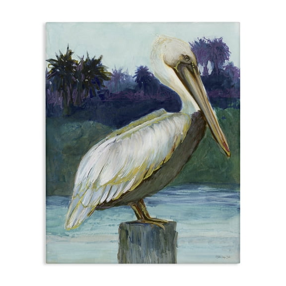 Stupell Industries Tropical Pelican Perched Animals & Insects Painting Gallery Wrapped Canvas Art Print Wall Art, 16 x 20