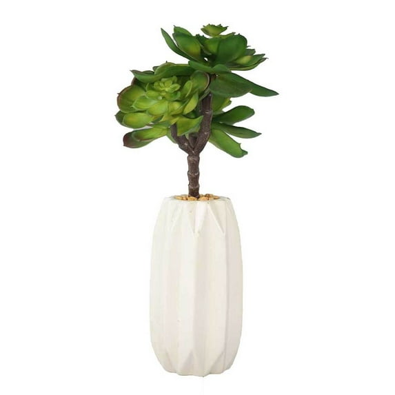 12" Tall Succulents Artificial Indoor/ Outdoor Faux Decor in Matte Finished Ceramic Vase
