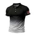 thumbnail image 2 of Men's US 250th Anniversary Gradient Polo Shirt with American Flag Patch and Short Sleeve Turn-Down Collar Featuring Quick Dry Fabric Light Gray M, 2 of 4