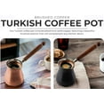 thumbnail image 2 of DEMMEX Solid Brushed Copper Turkish Coffee Pot, Cezve Ibrik Briki, Stovetop Greek Arabic Coffee Maker, Copper & Wooden Handle & Tin Lining, 100% Handcrafted (Copper, 240ml/2-3ppl), 2 of 5