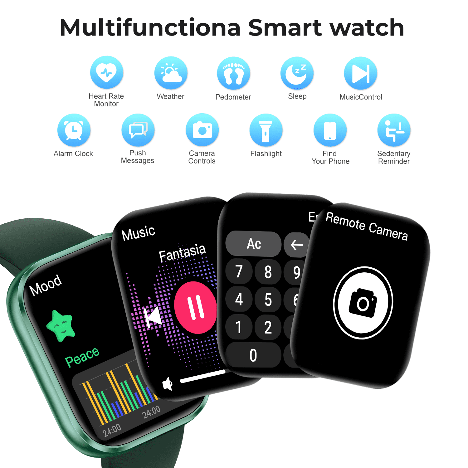 Smart Watch for Men Women, 1.83" HD Touchscreen Fitness Watch with Bluetooth Call, 110+ Sport Modes, Green