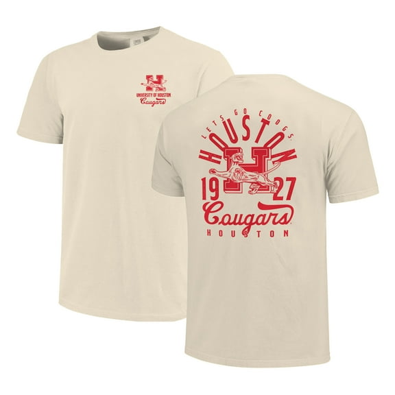Men's Cream Houston Cougars Comfort Colors Mascot Overlay T-Shirt
