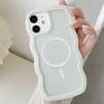 thumbnail image 2 of Magnetic Case Candy Wave Frame Case for iPhone 11 6.1 inch, Cute Curvy Case Compatible with Magsafe Shockproof Cover Non-Yellowing Clear Case Slim Fit Case for Women Girl-White, 2 of 11