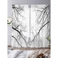 thumbnail image 2 of Black Grey Branches Sheer Curtains 96 Inch Length 2 Panels Set, Modern Art Botanical Voile Window Treatment Semi Sheer Long Curtains Drapes for Bedroom/Living Room/Kitchen 52"x96"x2, 2 of 7