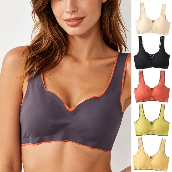 Women Spring Summer Wireless Pullover Bra, Wide Adjustable Straps V Neck Breathable Mild Push Up Comfort Daily Lounge Bralette Gray XL(XL)
