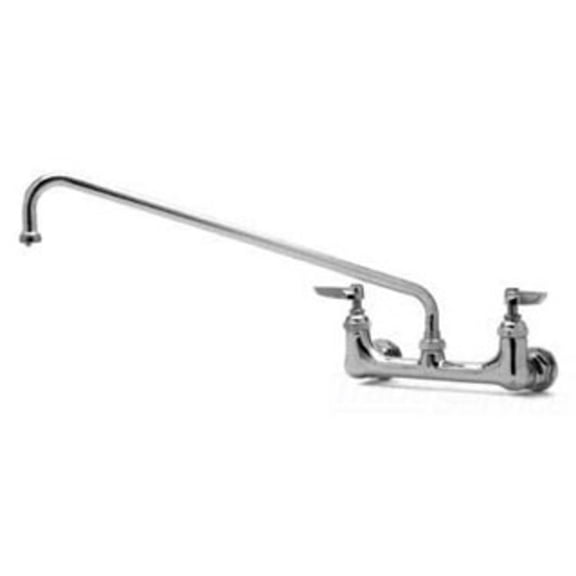 T&S Brass - Double Pantry Faucet, Wall Mount, 8'' Centers, 6'' Cast Spout, Built In Stops
