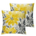 thumbnail image 2 of JRXY  Pillow Covers Square, Modern Decorative Throw Pillow Cover, Outdoor Waterproof Striped Geometric Pillowcase, Boho Dahlia Flower Cushion Cover for Sofa Couch Bed, Yellow,Set of 2 White, 2 of 6