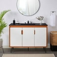 thumbnail image 2 of Sink Vanity Cabinet, Cherry White Black, Wood, Mid Century Hotel Bedroom Bathroom, Modern Contemporary HB34094, 2 of 9